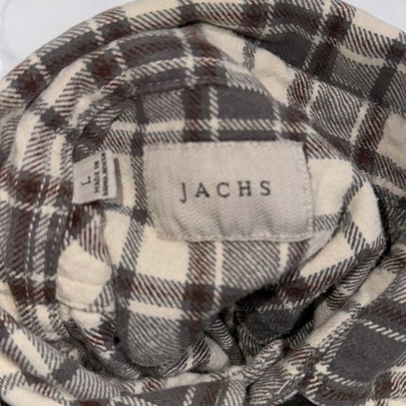 Mens Jachs Brown & Cream Buffalo Plaid Long Sleeve Button-Up Flannel Shirt - Picture 4 of 7